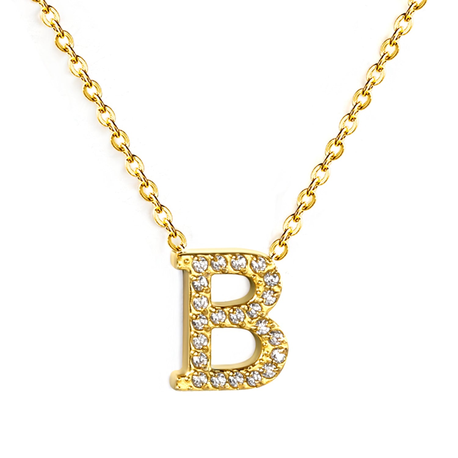 A-Z monogrammed pendant necklace with white diamonds 41+5cm asonjewelry